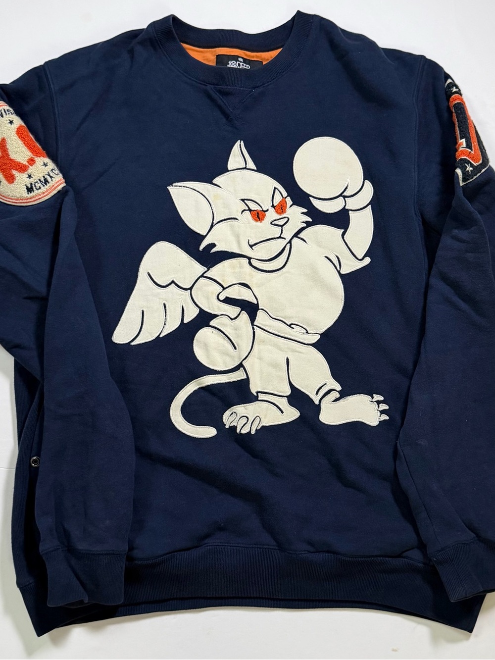 Vintage 10 Deep Rare Varsity Crewneck Sweatshirt 2XL Embroidered Patches